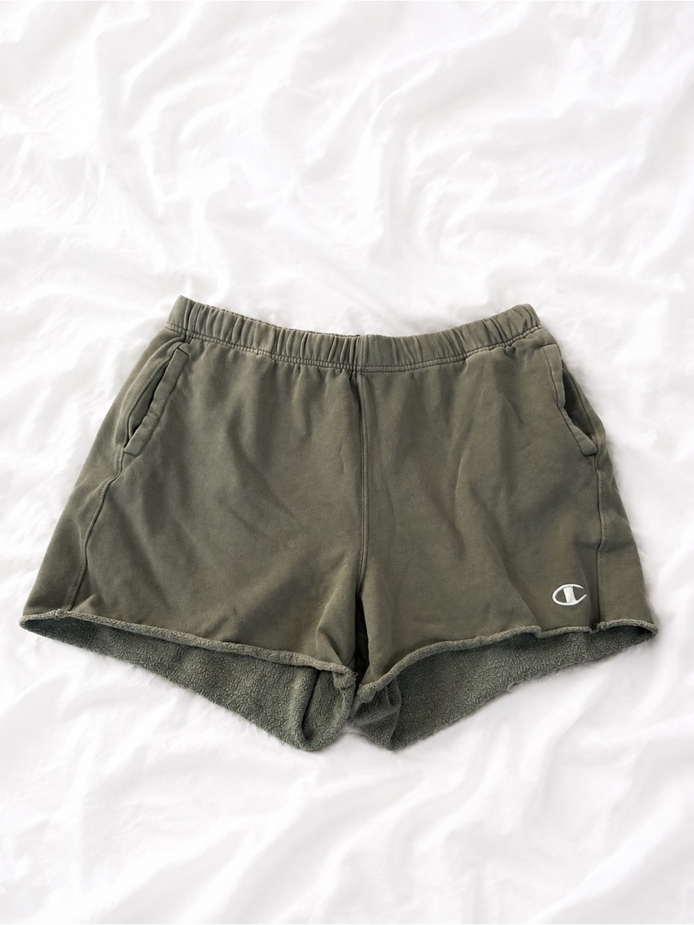 Champion Olive Green Fleece-Lined Athletic Shorts